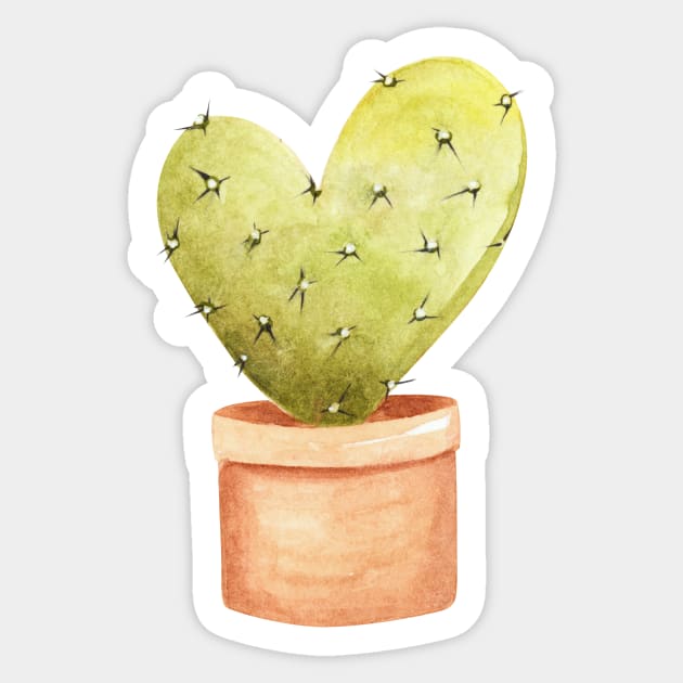 cactus heart watercolor Sticker by shoko